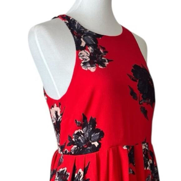 Free People Aline Mini Dress Pockets Halter Neck Red Black Floral Women’s Size 6 - Picture 8 of 14